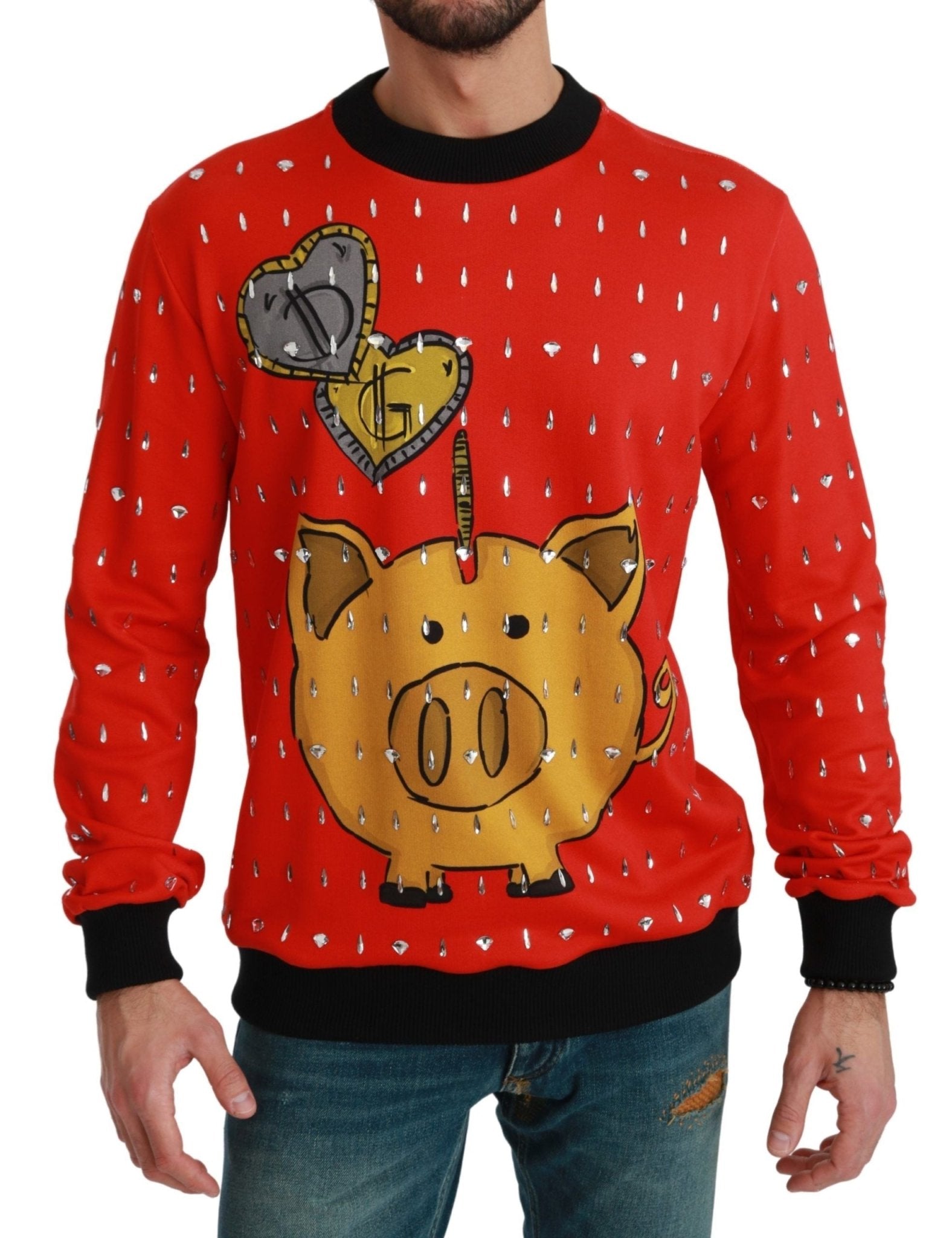 Dolce & Gabbana Elegant Red Crystal - Embellished Pullover Sweater - Sandy Store ByNet