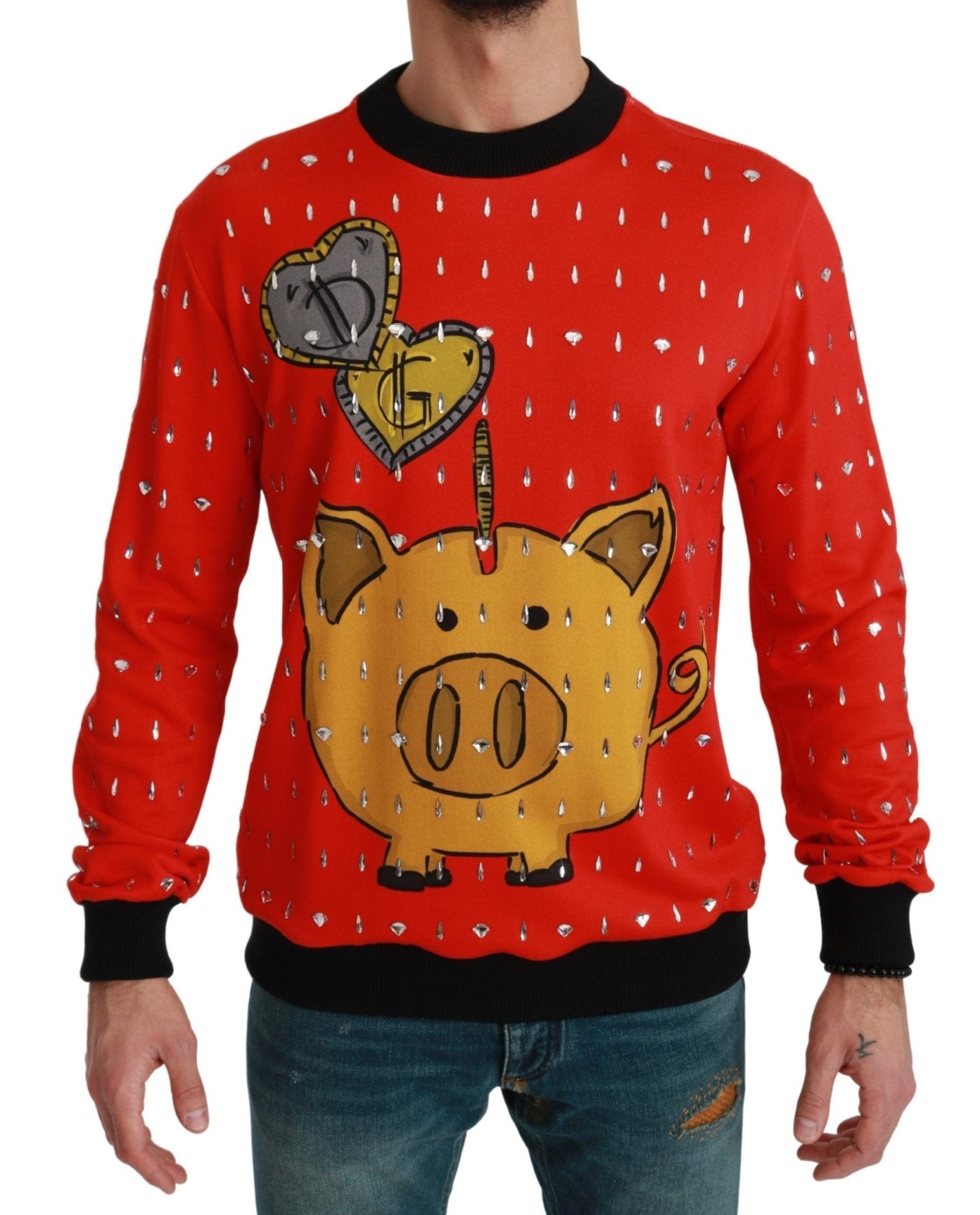 Dolce & Gabbana Elegant Red Crystal - Embellished Pullover Sweater - Sandy Store ByNet