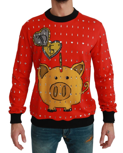 Dolce & Gabbana Elegant Red Crystal - Embellished Pullover Sweater - Sandy Store ByNet