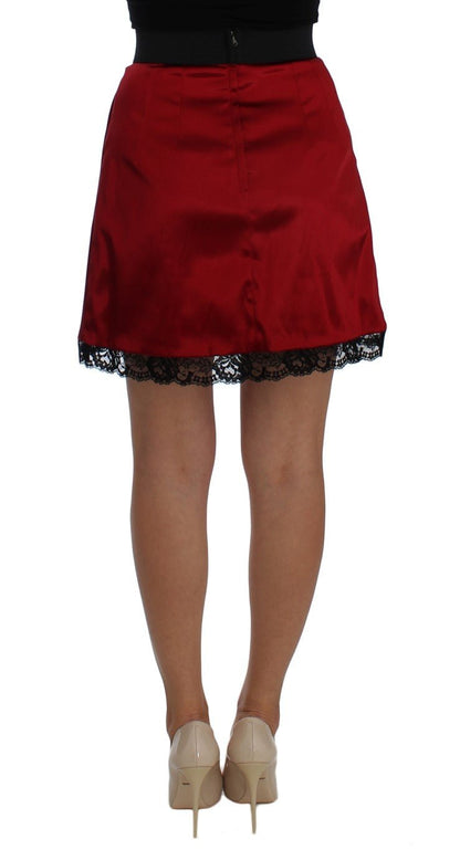 Dolce & Gabbana Elegant Red Lace High - Waist Skirt - Sandy Store ByNet