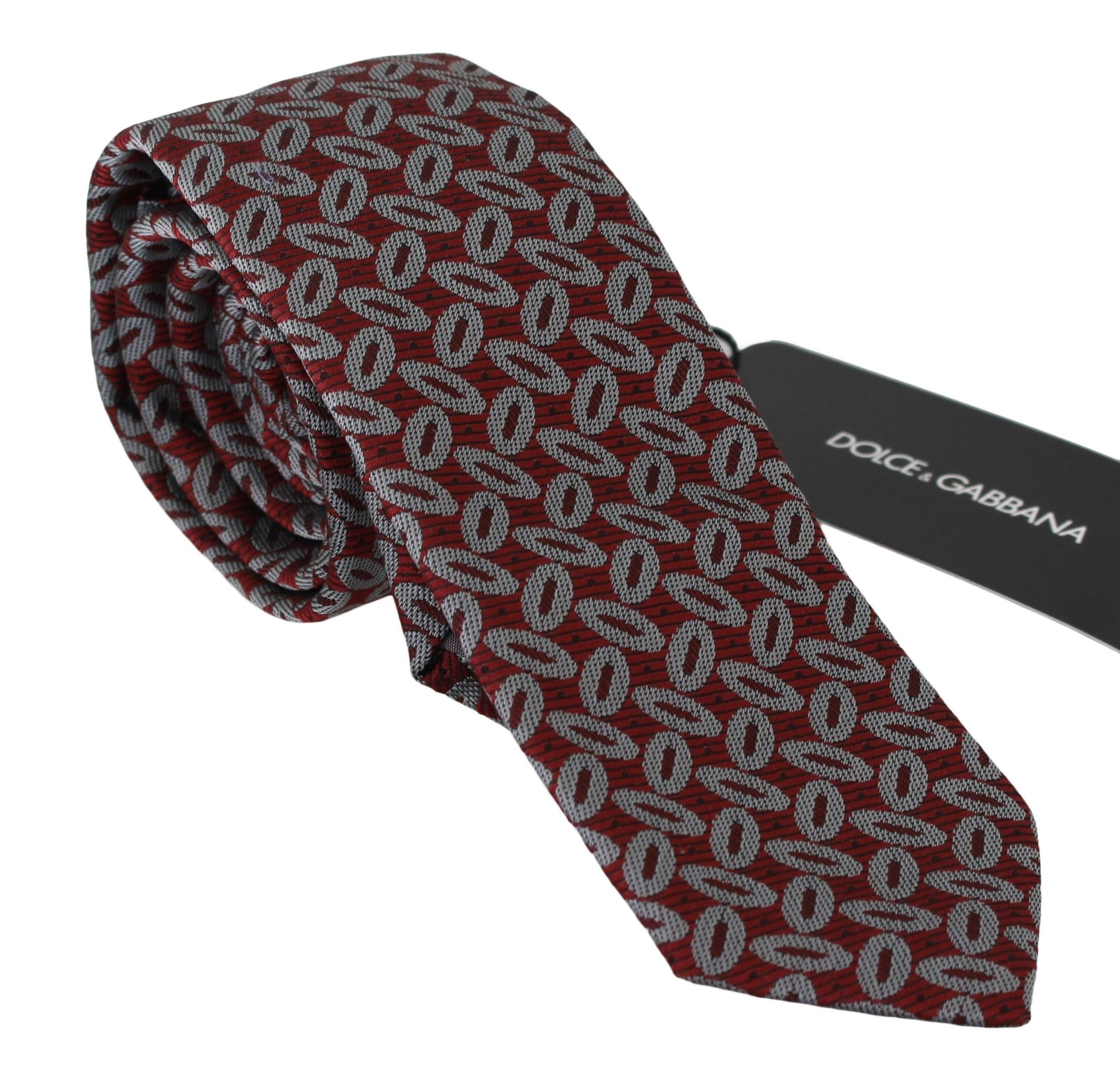 Dolce & Gabbana Elegant Red Printed Silk Neck Tie - Sandy Store ByNet