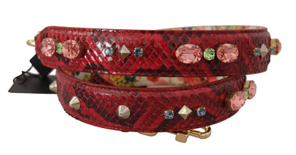 Dolce & Gabbana Elegant Red Python Leather Bag Strap - Sandy Store ByNet
