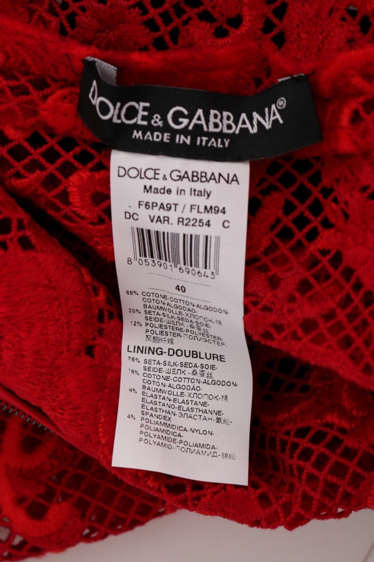 Dolce & Gabbana Elegant Red Sheath Dress with Silk Bow Belt - Sandy Store ByNet