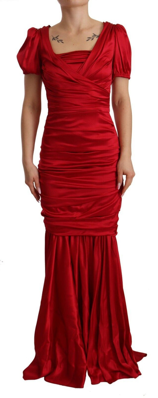 Dolce & Gabbana Elegant Red Silk Stretch Mermaid Dress - Sandy Store ByNet
