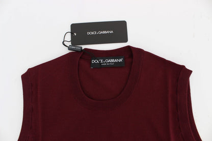 Dolce & Gabbana Elegant Red Wool Sleeveless Pullover Vest - Sandy Store ByNet