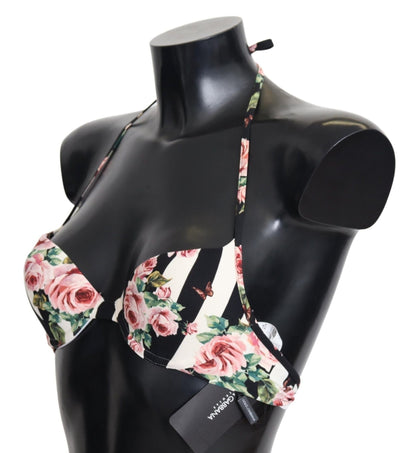 Dolce & Gabbana Elegant Rose Print Bikini Top - Sandy Store ByNet