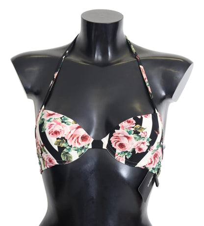 Dolce & Gabbana Elegant Rose Print Bikini Top - Sandy Store ByNet