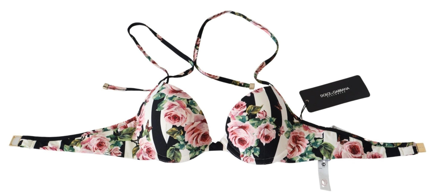 Dolce & Gabbana Elegant Rose Print Bikini Top - Sandy Store ByNet