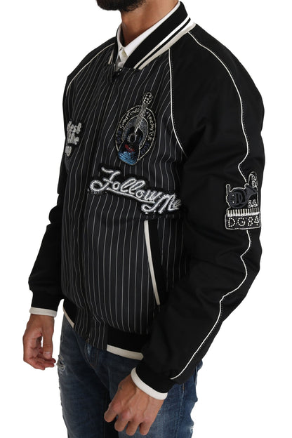 Dolce & Gabbana Elegant Sequined Black Bomber Jacket - Sandy Store ByNet