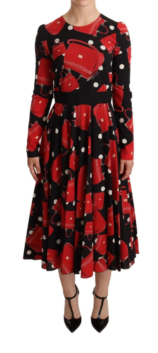 Dolce & Gabbana Elegant Sicily Print Flared Midi Dress - Sandy Store ByNet