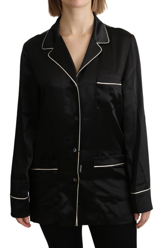Dolce & Gabbana Elegant Silk Black Button - Up Blouse - Sandy Store ByNet