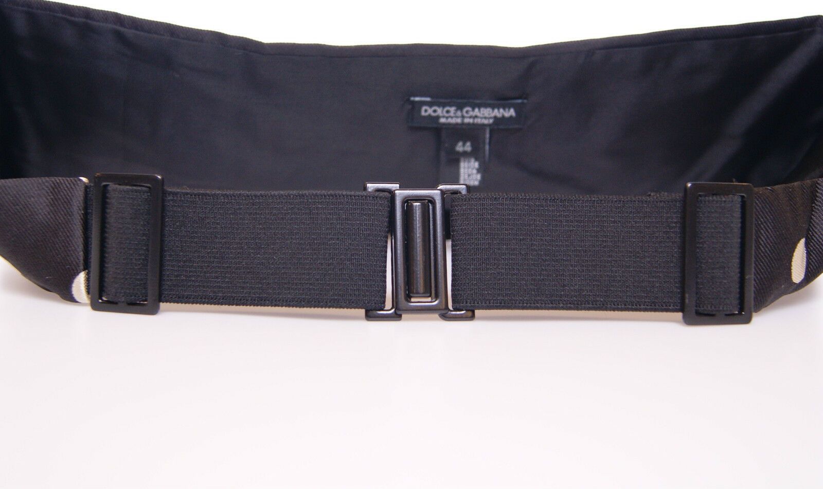 Dolce & Gabbana Elegant Silk Black Polka Dot Cummerbund - Sandy Store ByNet
