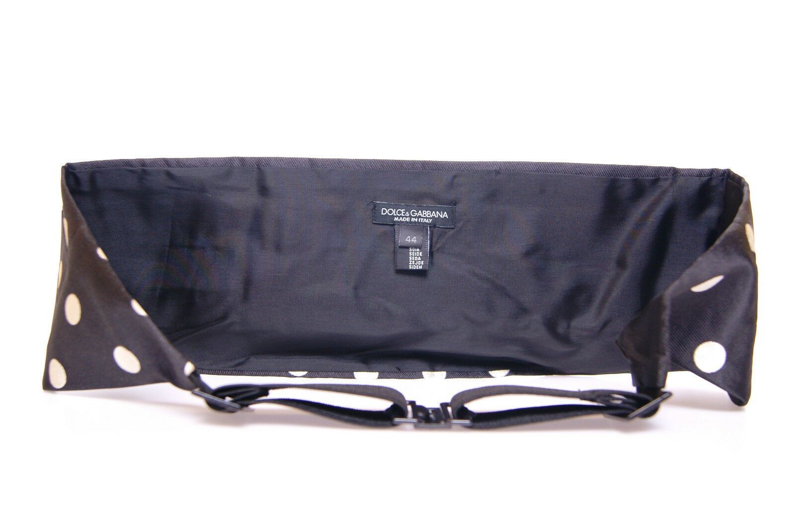Dolce & Gabbana Elegant Silk Black Polka Dot Cummerbund - Sandy Store ByNet