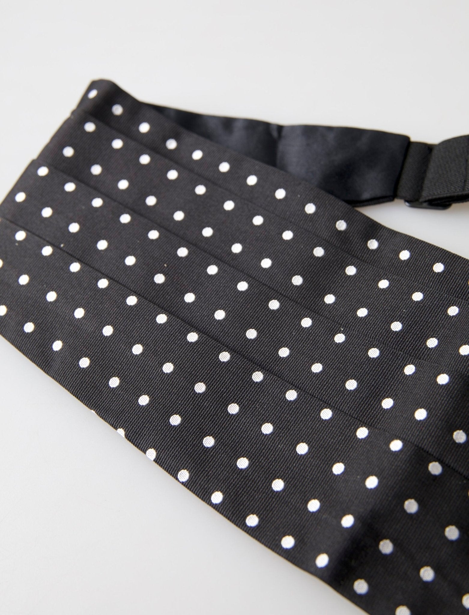 Dolce & Gabbana Elegant Silk Black & White Polka Dot Cummerbund - Sandy Store ByNet