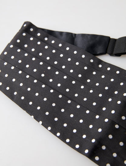 Dolce & Gabbana Elegant Silk Black & White Polka Dot Cummerbund - Sandy Store ByNet