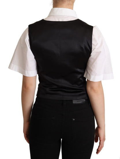 Dolce & Gabbana Elegant Silk Blend Black Waistcoat - Sandy Store ByNet