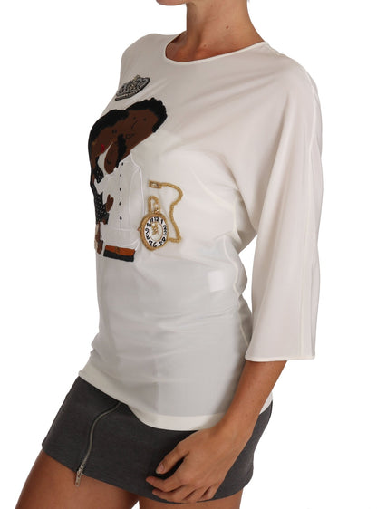 Dolce & Gabbana Elegant Silk Blend Crewneck Blouse - Sandy Store ByNet