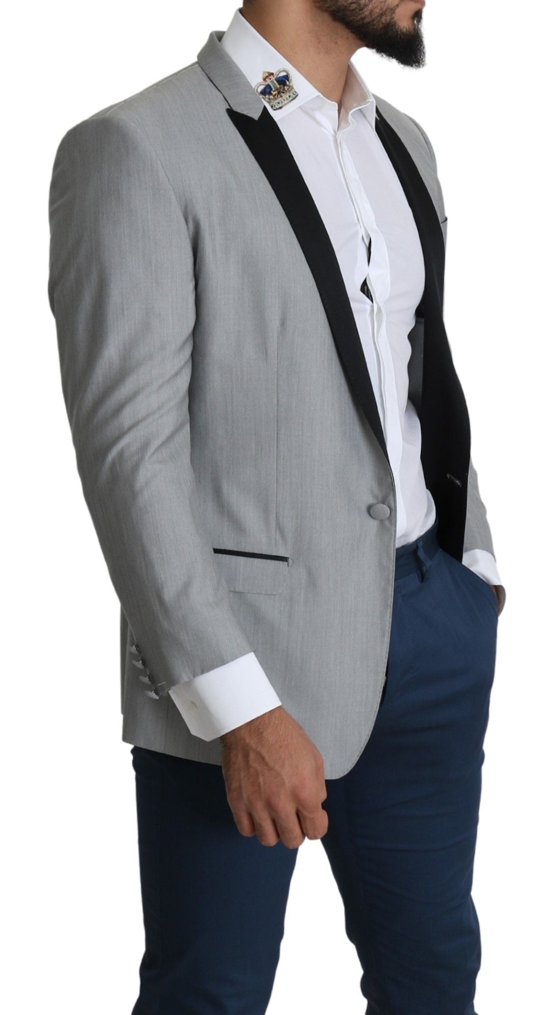 Dolce & Gabbana Elegant Silk Blend Light Gray Blazer - Sandy Store ByNet