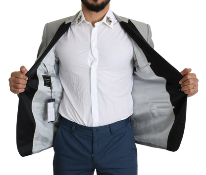 Dolce & Gabbana Elegant Silk Blend Light Gray Blazer - Sandy Store ByNet
