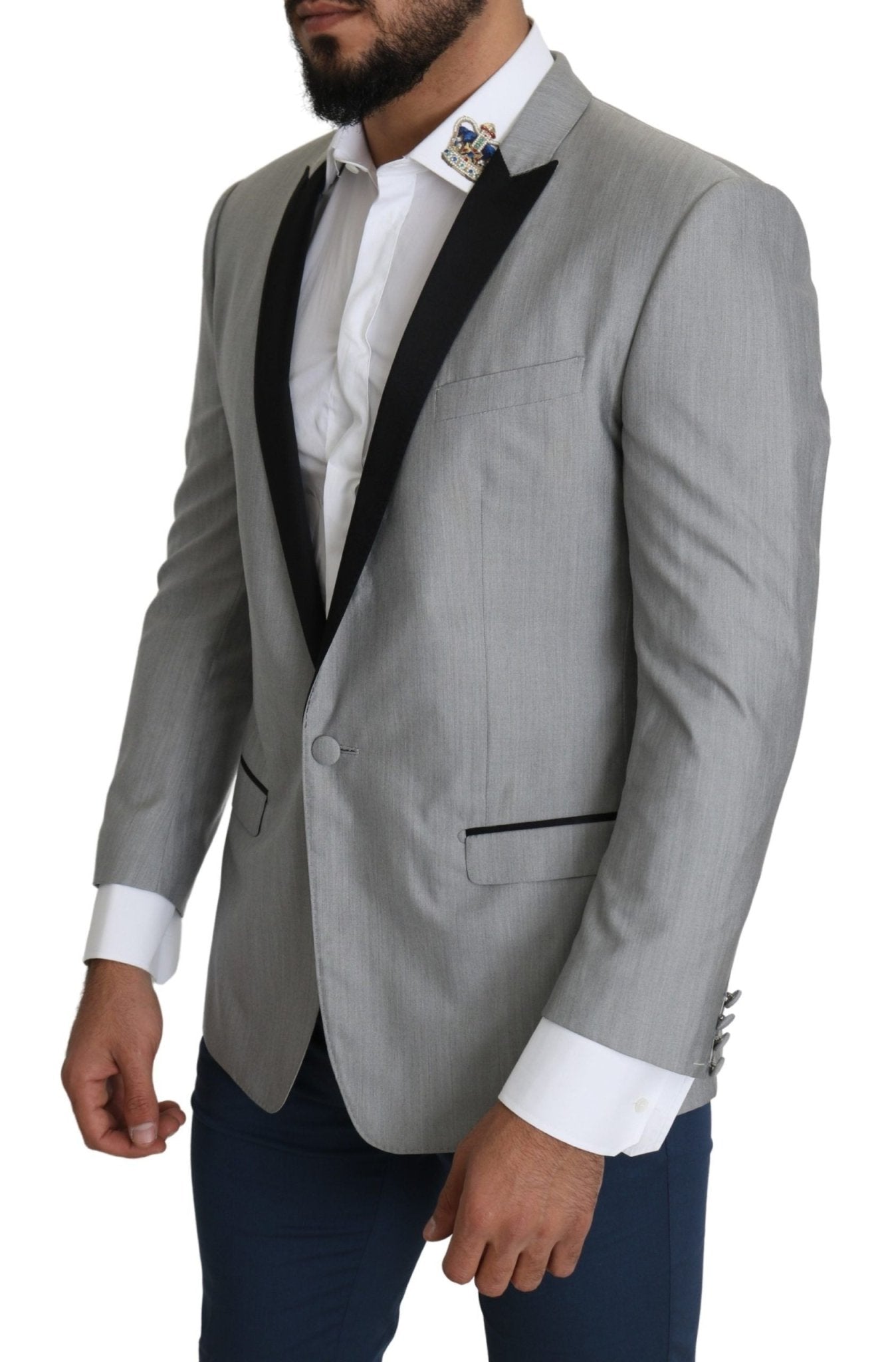 Dolce & Gabbana Elegant Silk Blend Light Gray Blazer - Sandy Store ByNet