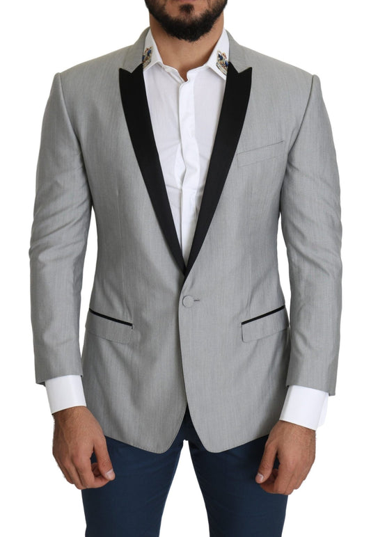 Dolce & Gabbana Elegant Silk Blend Light Gray Blazer - Sandy Store ByNet