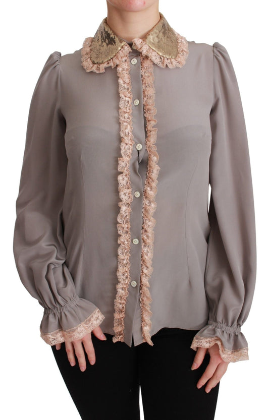 Dolce & Gabbana Elegant Silk Blend Sequin Collar Shirt - Sandy Store ByNet
