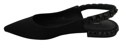 Dolce & Gabbana Elegant Silk Blend Slingback Flats with Crystals - Sandy Store ByNet
