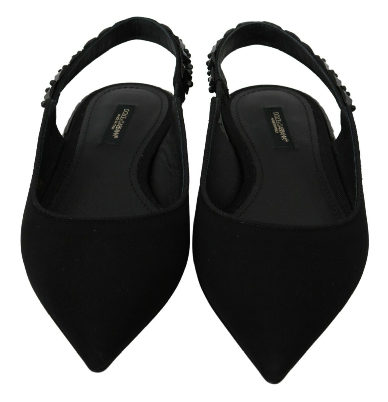 Dolce & Gabbana Elegant Silk Blend Slingback Flats with Crystals - Sandy Store ByNet