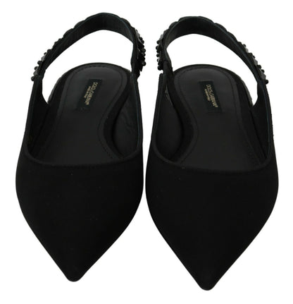 Dolce & Gabbana Elegant Silk Blend Slingback Flats with Crystals - Sandy Store ByNet