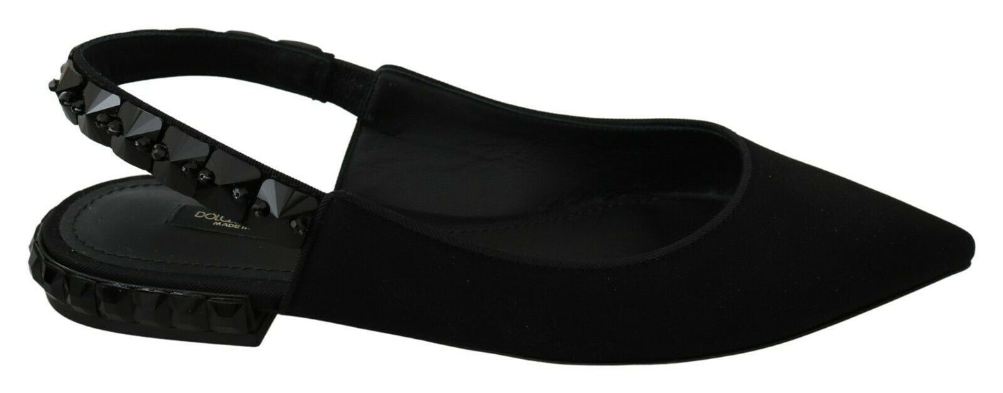 Dolce & Gabbana Elegant Silk Blend Slingback Flats with Crystals - Sandy Store ByNet