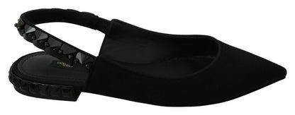 Dolce & Gabbana Elegant Silk Blend Slingback Flats with Crystals - Sandy Store ByNet