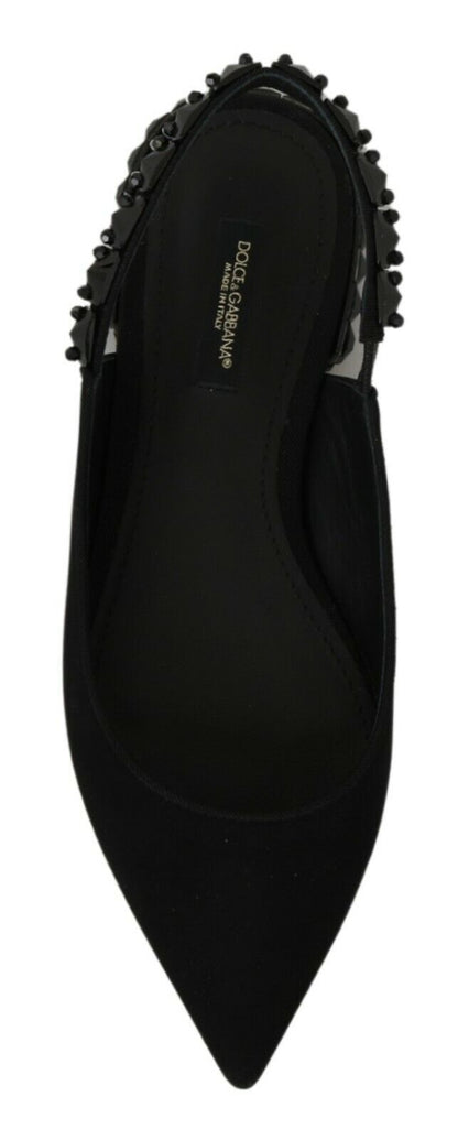 Dolce & Gabbana Elegant Silk Blend Slingback Flats with Crystals - Sandy Store ByNet