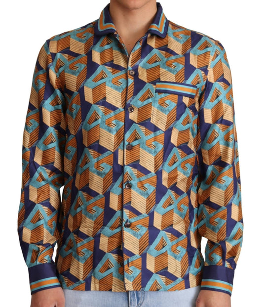 Dolce & Gabbana Elegant Silk Casual Shirt with DG Logo - Sandy Store ByNet