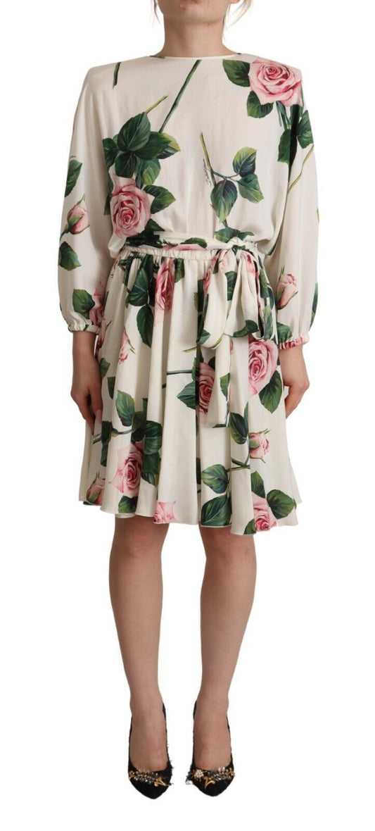 Dolce & Gabbana Elegant Silk Floral A - Line Dress - Sandy Store ByNet