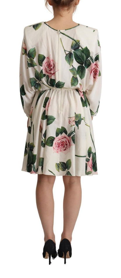 Dolce & Gabbana Elegant Silk Floral A - Line Dress - Sandy Store ByNet