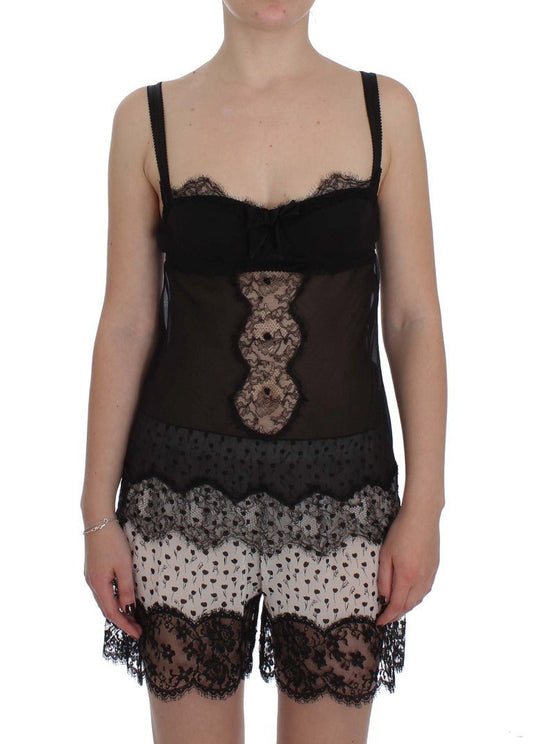 Dolce & Gabbana Elegant Silk Floral Lace Babydoll Chemise - Sandy Store ByNet