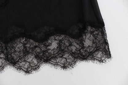 Dolce & Gabbana Elegant Silk Floral Lace Babydoll Chemise - Sandy Store ByNet
