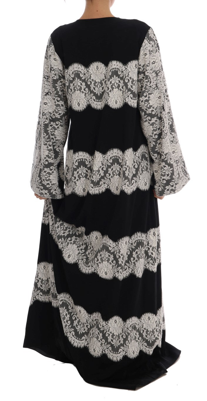 Dolce & Gabbana Elegant Silk Floral Lace Kaftan Maxi Dress - Sandy Store ByNet