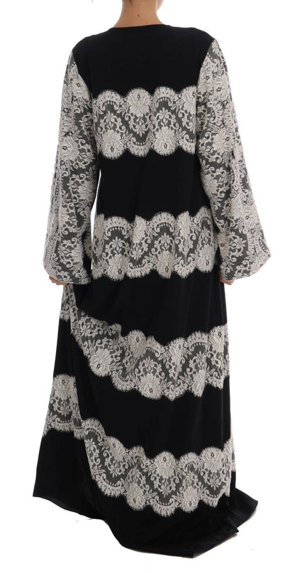 Dolce & Gabbana Elegant Silk Floral Lace Kaftan Maxi Dress - Sandy Store ByNet