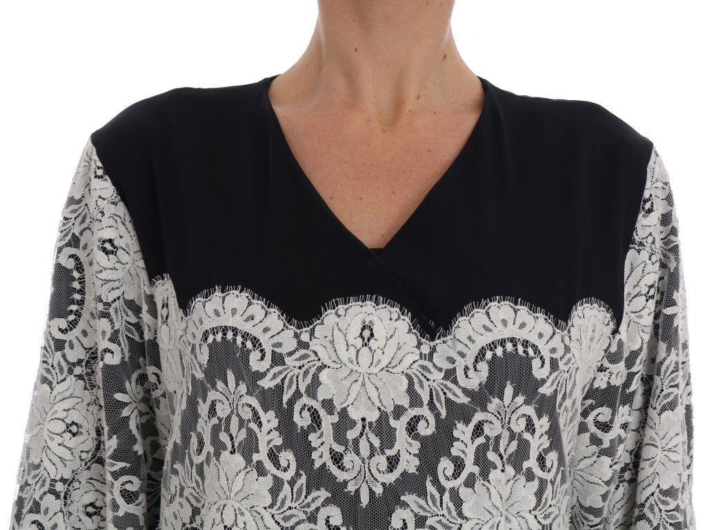 Dolce & Gabbana Elegant Silk Floral Lace Kaftan Maxi Dress - Sandy Store ByNet