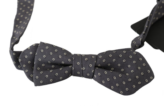 Dolce & Gabbana Elegant Silk Gray Circle Pattern Bow Tie - Sandy Store ByNet