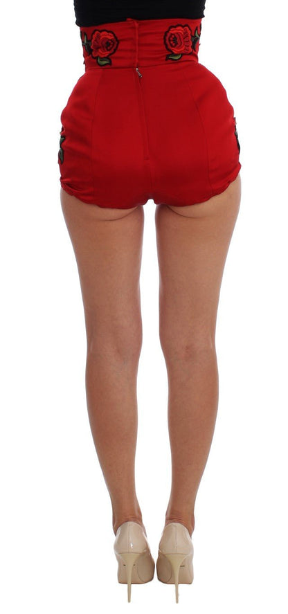 Dolce & Gabbana Elegant Silk High Waist Embroidered Shorts - Sandy Store ByNet