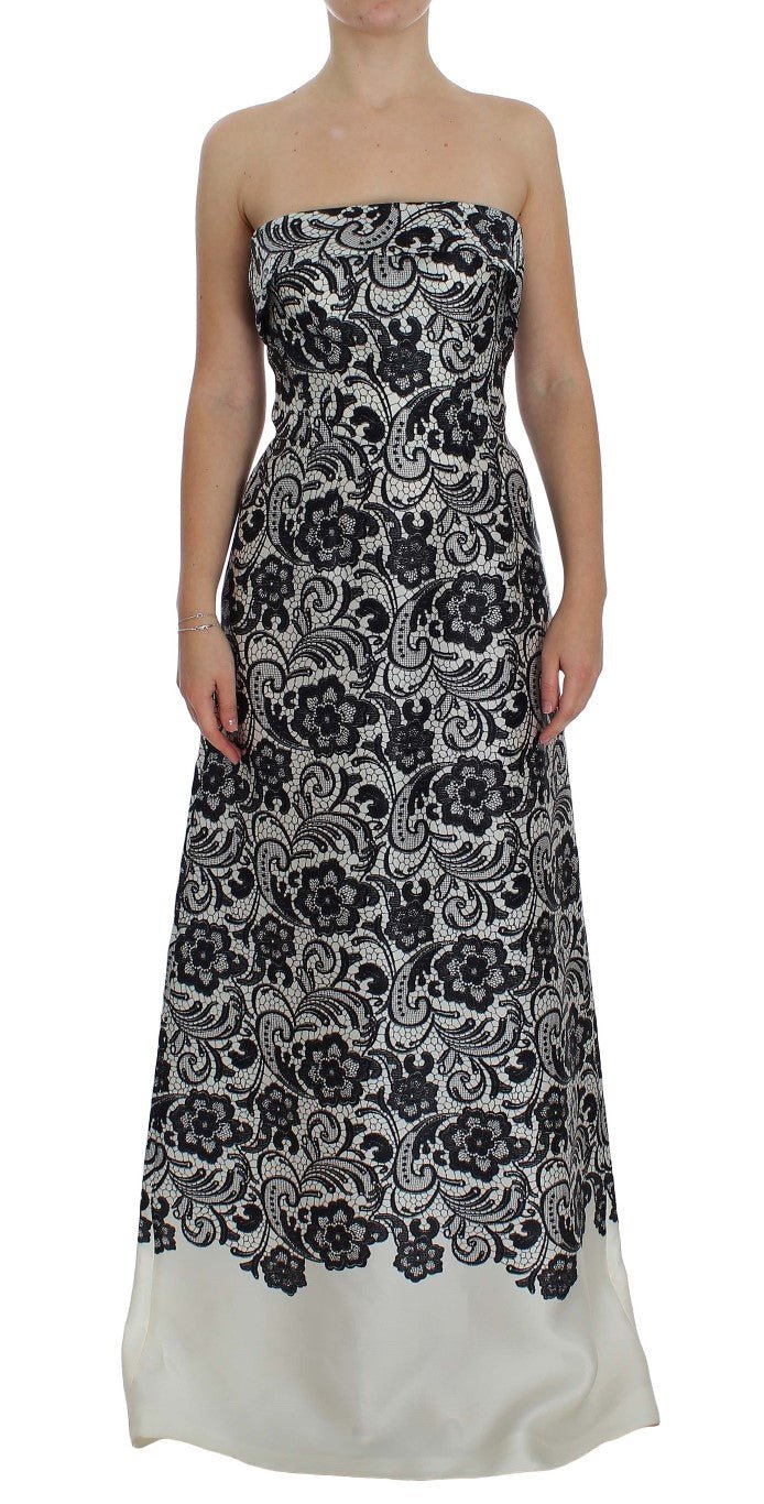 Dolce & Gabbana Elegant Silk Lace Corset Maxi Dress - Sandy Store ByNet