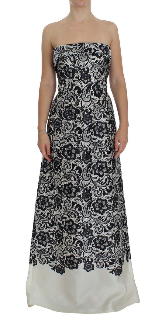 Dolce & Gabbana Elegant Silk Lace Corset Maxi Dress - Sandy Store ByNet