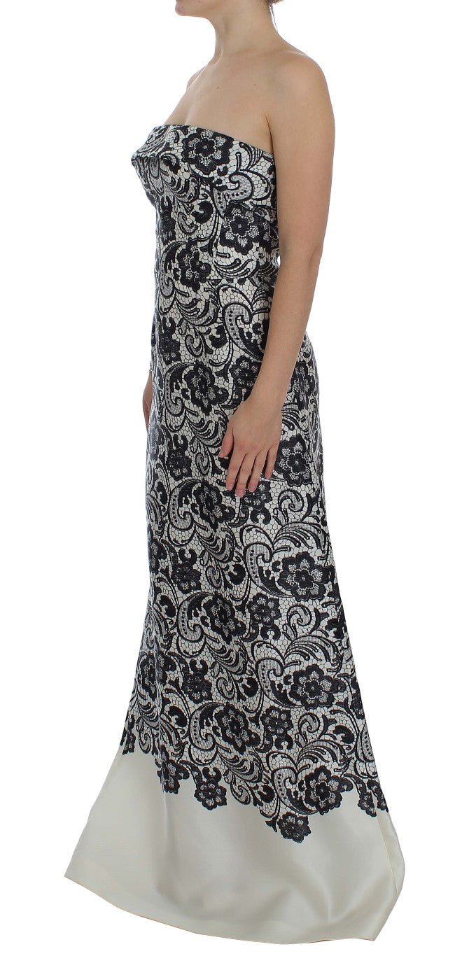 Dolce & Gabbana Elegant Silk Lace Corset Maxi Dress - Sandy Store ByNet