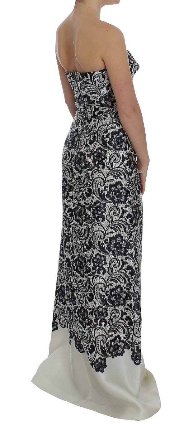 Dolce & Gabbana Elegant Silk Lace Corset Maxi Dress - Sandy Store ByNet