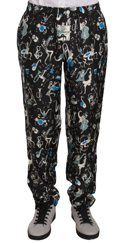 Dolce & Gabbana Elegant Silk Lounge Pants with Unique Print - Sandy Store ByNet