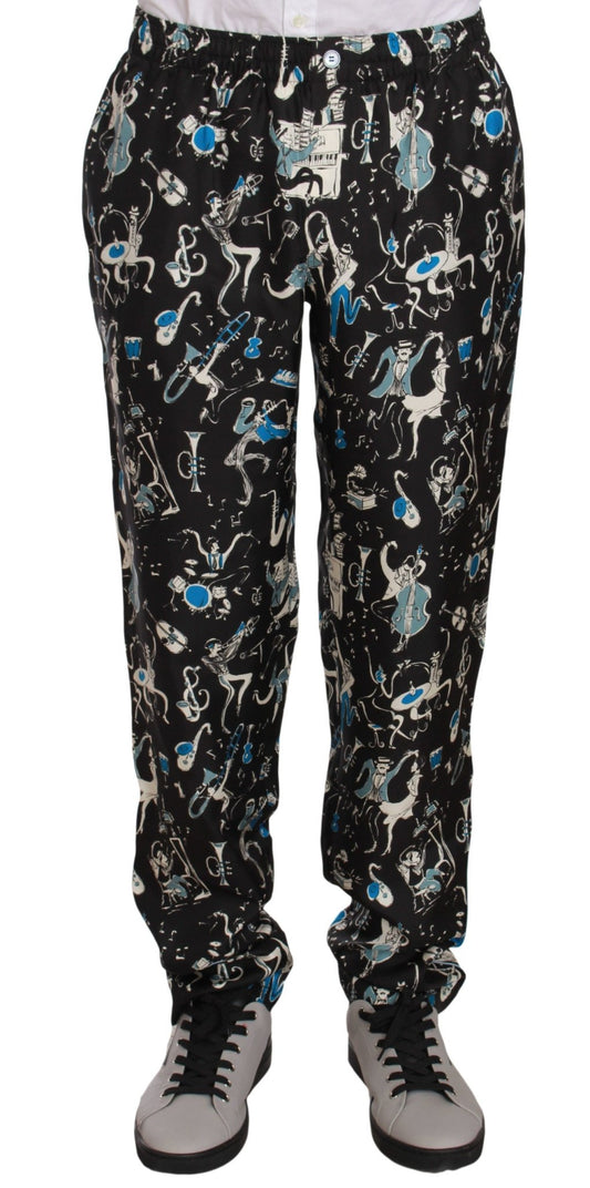 Dolce & Gabbana Elegant Silk Lounge Pants with Unique Print - Sandy Store ByNet