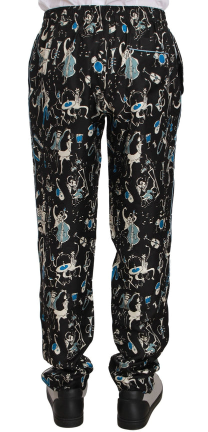 Dolce & Gabbana Elegant Silk Lounge Pants with Unique Print - Sandy Store ByNet