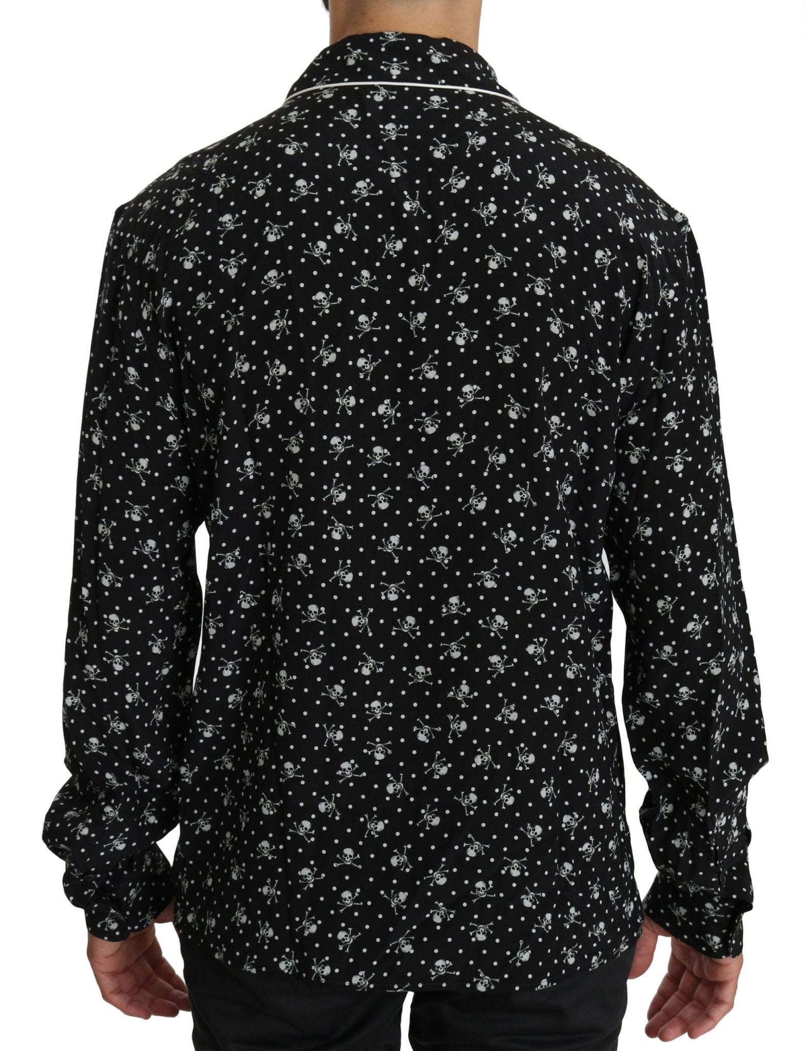 Dolce & Gabbana Elegant Silk Pajama Shirt with Skull Print - Sandy Store ByNet